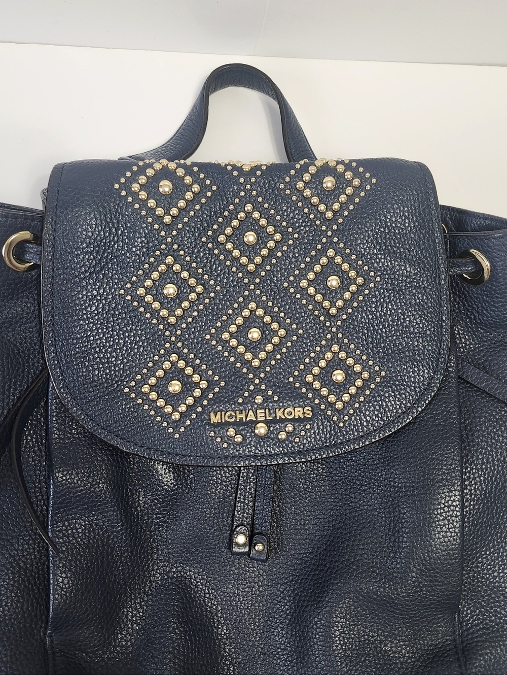 Michael Kors Leather Riley Large Studded Pebbled Backpack - Picture 15 of 15